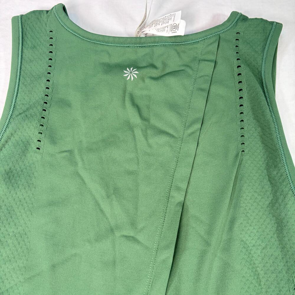 Athleta womens green Foothill tank top, pointelle details. Split back. Size XS - Picture 3 of 7